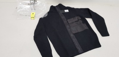 1 X BRAND NEW CP COMPANY KNITWEAR LAMBSWOOL MIXED CARDIGAN IN BLACK SIZE 50