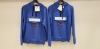 2 X BRAND NEW NAPAPIJRI GEOGRAPHIC HOODED JUMPERS WITH POCKET POUCH IN DAZZLING BLUE IN SIZES LARGE AND SMALL