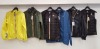 6 X BRAND NEW K-WAY COAT LOT CONTAINING 1X K-WAY BLUE RAIN JACKET, 1X K-WAY LIGHT JACKET IN BLACK, 2 X K-WAY BLACK GILETS, 1 X K-WAY LIGHTWEIGHT HOODED JACKET IN YELLOW ETC