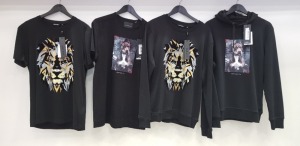 4X PIECE MIXED CLOTHING LOT CONTAINING 2 X ANTONY MORATO GRUNGE WARDROBE T-SHIRTS IN BLACK SIZE XL AND XXL AND 1 X REPUBLICA ALCAL T-SHIRTS AND 1 X REPUBLICA DOG HOODED JUMPER SIZE MEDIUM