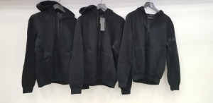 3 X BRAND NEW ANTONY MORATO BLACK FULL ZIP HOODED FLEECES IN SIZES SMALL MEDIUM AND LARGE