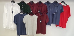 10 X BRAND NEW MIXED GANT CLOTHING LOT CONTAINING WHITE GANT LONG SLEEVED SHIRT, GANT POLO SHIRTS IN GREEN, MAROON AND BLUE AND GANT CREW NECK T-SHIRTS BLUE, GREY AND RED