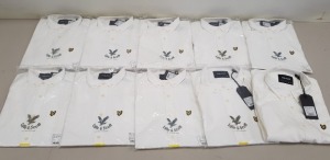 10 X BRAND NEW LYLE AND SCOTT WHITE OXFORD LONG SLEEVED BUTTON SHIRTS IN VARIOUS SIZES