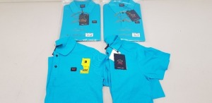 4 X BRAND NEW PAUL AND SHARK TURQUOISE POLO SHIRTS IN SIZES SMALL, MEDIUM AND LARGE