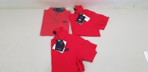 3 X BRAND NEW PAUL AND SHARK RED POLO SHIRTS IN SIZES SMALL AND MEDIUM