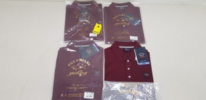 4 X BRAND NEW PAUL AND SHARK MAROON POLO SHIRTS IN SIZES SMALL, MEDIUM AND LARGE