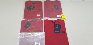 4 X BRAND NEW PAUL AND SHARK MAROON CREW NECK T-SHIRTS IN SIZES UK MEDIUM, LARGE AND X LARGE