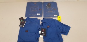 4 X BRAND NEW PAUL AND SHARK BLUE CREW NECK T-SHIRTS IN SIZES UK SMALL AND MEDIUM