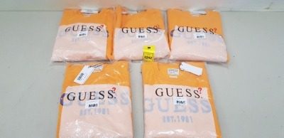 5 X BRAND NEW GUESS ORANGE CREW NECK JUMPERS IN SIZES MEDIUM, LARGE, XL AND XXL