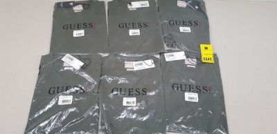 5 X BRAND NEW GUESS KHAKI CREW NECK T-SHIRTS IN SIZES SMALL, MEDIUM, LARGE AND XXL