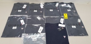 10 X BRAND NEW GUESS NAVY CREW NECK T-SHIRTS IN SIZES MEDIUM, LARGE AND XXL