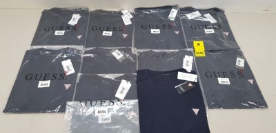 10 X BRAND NEW GUESS NAVY CREW NECK T-SHIRTS IN SIZES MEDIUM, LARGE AND XXL