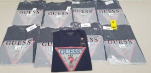 9 X BRAND NEW GUESS NAVY CREW NECK T-SHIRTS IN SIZES SMALL, MEDIUM, LARGE AND XXL