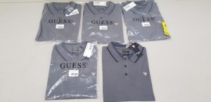 5 X BRAND NEW GUESS POLO SHIRTS IN GREY IN SIZES SMALL MEDIUM AND LARGE