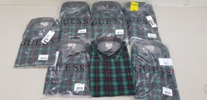 7 X BRAND NEW GUESS CHECK LONG SLEEVED BUTTONED SHIRTS IN SIZES SMALL, MEDIUM, LARGE, XL AND XXL