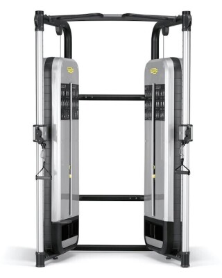 1 X USED TECHNOGYM DUAL ADJUSTABLE PULLEY PERFORMANCE CABLE MACHINE (PLEASE NOTE ONE SIDE WHITE PLASTIC SLIGHTLY DAMAGED ) DIMENSIONS - (145 x 119.6 x 232.4 cm) (RRP £2999.99 ) - FULLY FUNCTIONING MACHINE