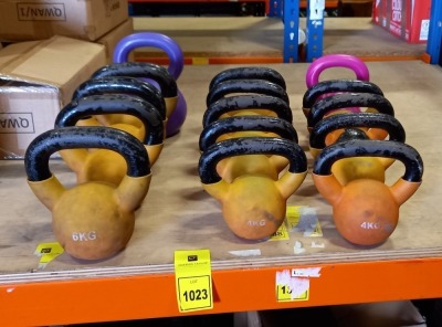 15 X USED KETTLE BELLS - 10 X IN 4KG KETTLE BELLS 5 X - IN 6 KG KETTLE BELLS