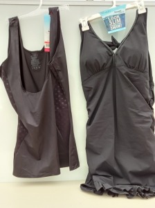 10 X BRAND NEW SPANX LOT TO INCLUDE 2 X HALTER SWIM DRESS IN BLACK SIZE (L) RRP $50.00 PP AND 3 X SPANX STRAPLESS TOPS IN BLACK SIZE (L) AND 4 X SPANX ELBOW LENGTH SCOOP NECK IN SIZE (XL) IN BLACK AND 1 X SPANX OPEN TOP DRESS IN BLACK IN SIZE (3XL)