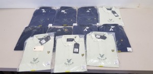 11 PIECE MIXED LYLE & SCOTT SHIRT LOT CONTAINING 7 X NAVY OXFORD SHIRTS IN VARIOUS SIZES AND 4 X COTTON LINEN SHIRTS IN VARIOUS SIZES