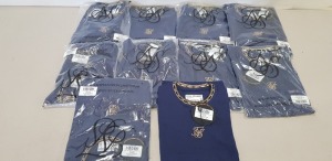 10 X BRAND NEW SIKSILK TAPE COLLAR NAVY T SHIRTS IN SIZE XS, S, XL AND M