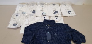 10 PIECE MIXED GANT CLOTHING LOT CONTAINING 9 X GANT WHITE SHIRTS IN VARIOUS SIZES AND 1 X GANT DARK INDIGO SHIRT SIZE MEDIUM