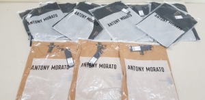 15 PIECE ANTHONY MORATO CLOTHING LOT CONTAINING 2 POCKET T SHIRTS, CREW NECK BLACK T SHIRTS, BROWN CREW NECK T SHIRTS IN VARIOUS SIZES