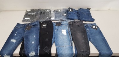 10 PIECE NIMES CLOTHING LOT CONTAINING CORE CREW NECK T SHIRT, BLUE DENIM JEANS, BLACK DENIM JEANS, CHARCOAL DENIM JEANS ETC