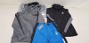 13 PIECE MIXED GYM KING CLOTHING LOT CONTAINING BLACK JOGGING BOTTOMS, CREW NECK NAVY T SHIRT, WOVEN SHORTS, POLLY TRACKSUIT TOPS, ZIP UP HOODED TOPS ETC