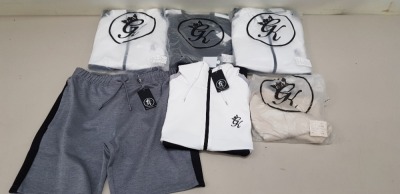 12 PIECE MIXED GYM KING CLOTHING LOT CONTAINING NEBBY SHORTS, TRACKSUIT BOTTOMS, WHITE TRACKSUIT TOP, CREW NECK T SHIRTS AND GREY TRACKSUIT BOTTOMS ETC