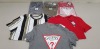 20 PIECE MIXED GUESS CLOTHING LOT CONTAINING LONG SLEEVED CREW NECK T SHIRT IN NAVY, RED POLO SHIRT, RED CREW NECK T SHIRTS, BLACK CREW NECK T SHIRTS AND WHITE POLO SHIRTS ETC