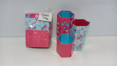 864 X BRAND NEW STATIONERY DESK TIDY IN CHERRY BLOSSOM IN 36 BOXES