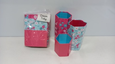 864 X BRAND NEW STATIONERY DESK TIDY IN CHERRY BLOSSOM IN 36 BOXES