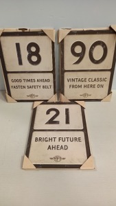 500 + (MPH) TEXTURED BIRTHDAY METAL WALL PLAQUES FOR BIRTHDAYS TO INCLUDE (18TH , 21ST , 90TH BIRTHDAYS )