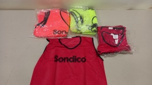 110 X BRAND NEW SONDICO BIBS IN VARIOUS COLOURS & YOUTH SIZES (11 X PACKS OF 10)