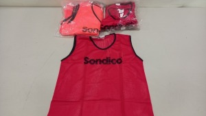 90 X BRAND NEW SONDICO BIBS IN VARIOUS COLOURS & YOUTH SIZES (9 X PACKS OF 10)