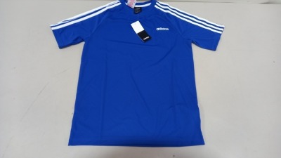 21 X BRAND NEW ADIDAS BLUE JERSEY TOPS AGE 13-14 YEARS