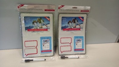 576 X BRAND NEW MAGNETIC WHITEBOARD PHOTO FRAME INCUDES MAGNETIC PEN WITH ERASER AND 2 CAPTION MAGNETS FOR NOTES ( IN 12 BOXES )