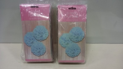 1728 X BRAND NEW 3X 20 CM PUFF BALLS IN PINK AND BLUE MIX ( IN 36 BOXES )