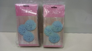 1728 X BRAND NEW 3X 20 CM PUFF BALLS IN PINK AND BLUE MIX ( IN 36 BOXES )