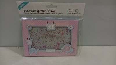 4536 X BRAND NEW HOT 2 GO MAGNETIC GLITTER FRAME (HOLDS A 10 X 15 CM PHOTO WITH MAGNETIC BACKING ( SHAKE FR GLITTER ) (OUR BABY GIRL)