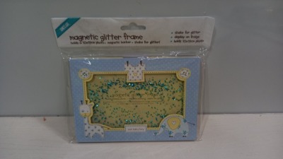 2628 X BRAND NEW SHOT 2 GO MAGNETIC GLITTER FRAME (HOLDS 10 X 15 CM PHOTO WITH AGNETI BACKER ( SHAKE FOR GLITTER ( OUR BABY BOY )