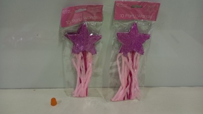 1296 X BRAND NEW HOME COLLECTION PARTY WANDS IN PINK AND PURPLE ( IN 54 BOXES )