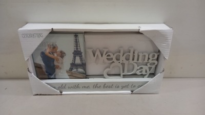 144 X BRAND NEW WEDDING DAY CELEBRATION PICTURE FRAME ( 10CM X 10CM ) GROW WITH ME , THE NEST IS YET TO COME IN WHITE ( IN 6 BOXES )