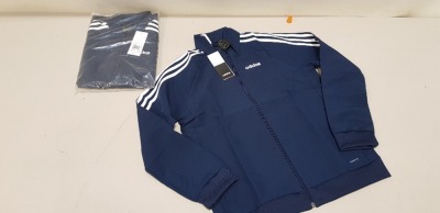 15 X BRAND NEW ADIDAS NAVY THREE STRIPED TRACKSUIT TOPS SIZE 9-10 YEARS AND 11-12 YEARS