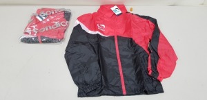 37 X BRAND NEW SONDICO RAIN JACKETS IN RED AND BLACK SIZE YOUTH XL