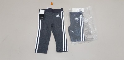 22 X BRAND NEW ADIDAS 3 STRIPED LEGGINGS IN GREY SIZE 12-18 MONTHS