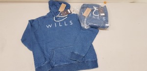 13 X BRAND NEW JACK WILLS HUNSTON HOODED JUMPERS IN BLUE SIZE 10 RRP £69.50 (TOTAL RRP £903.50)