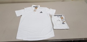 11 X BRAND NEW ADIDAS FAB WHITE POLO SHIRTS SIZE SMALL RRP £21.99 (TOTAL RRP £241.89)