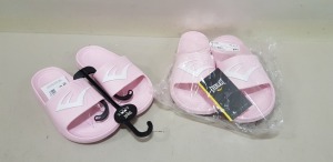 21 X BRAND NEW EVERLAST JUNIOR POOL SHOES / SLIDERS IN BABY PINK SIZE 3 RRP £12.99 (TOTAL RRP £272.79)