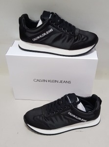 10 X BRAND NEW CALVIN KLEIN JILL LOW TOP LACE UP TRAINERS IN BLACK AND WHITE UK SIZE 5